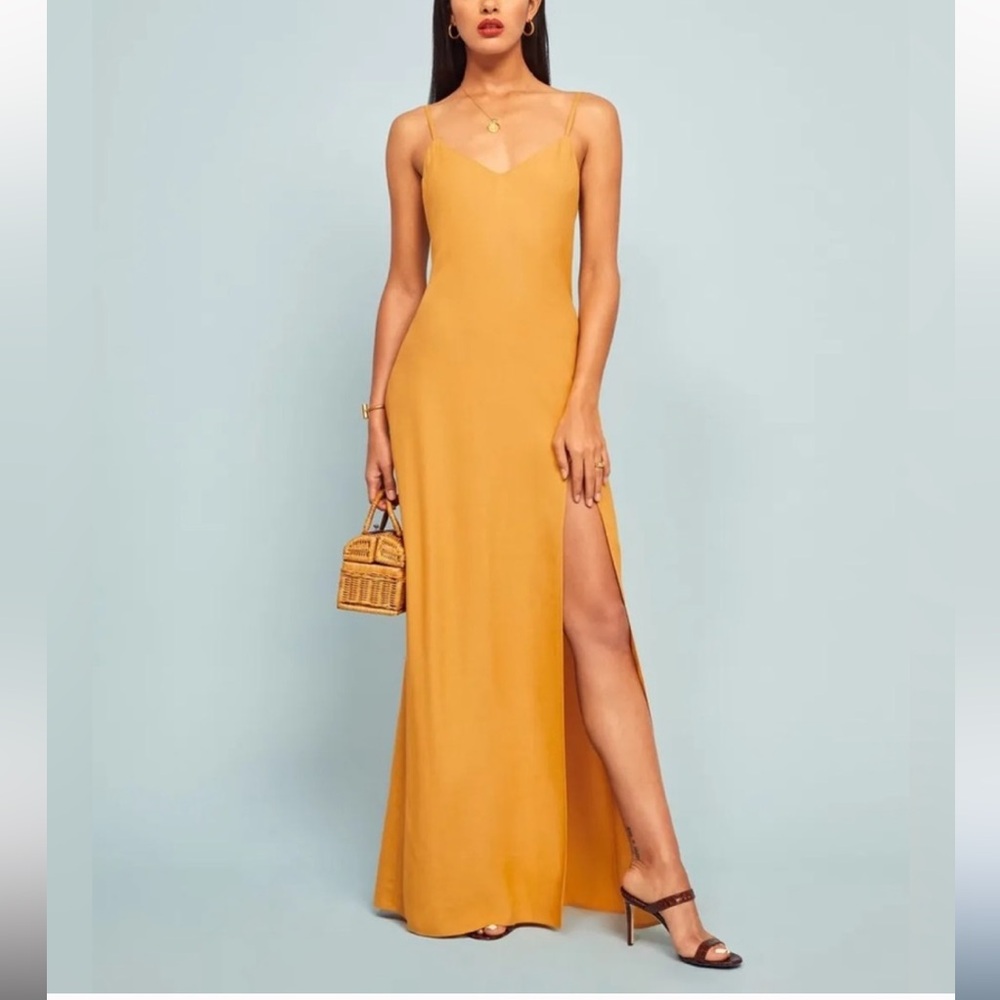 Reformation Marigold Harlowe Spaghetti Straps Rayon Viscose Midi Dress NWT 12